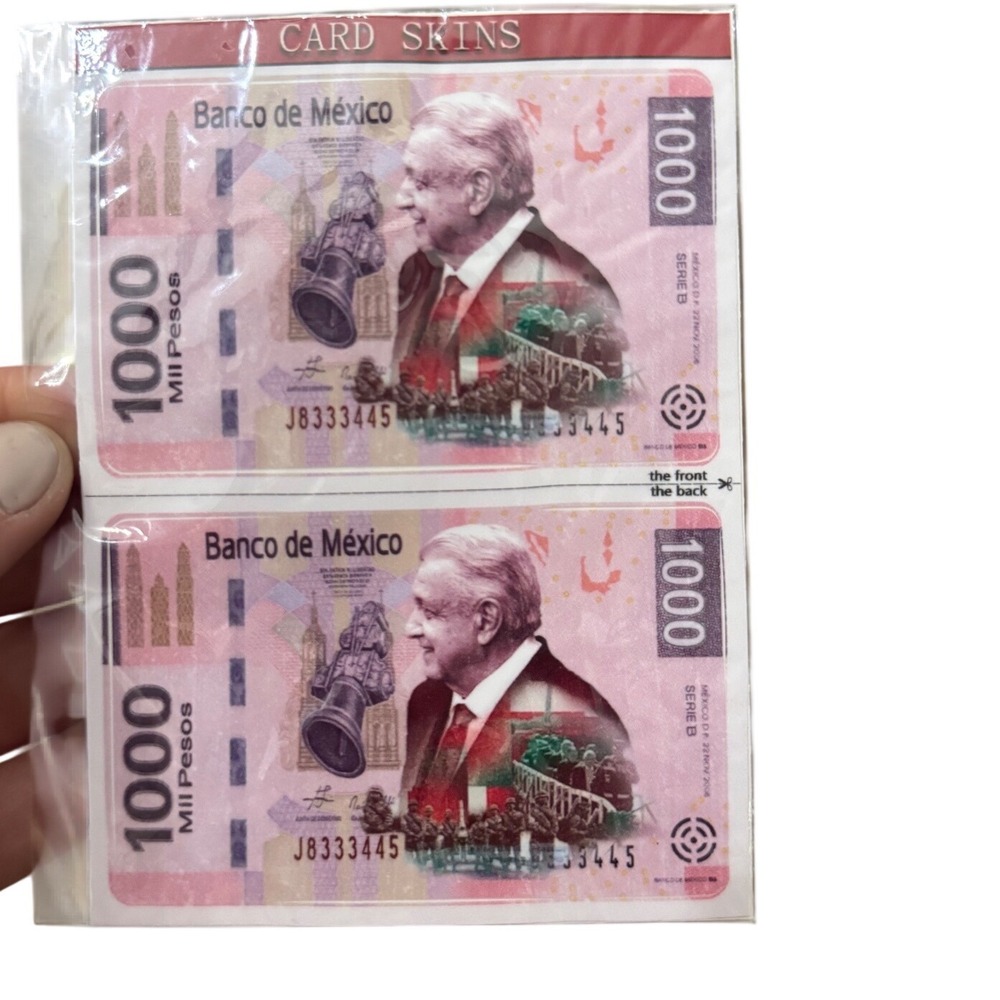 Mexican 1000 Pesos Banknote Card Skin Sticker Pack for Credit Debit ID‎ Cards